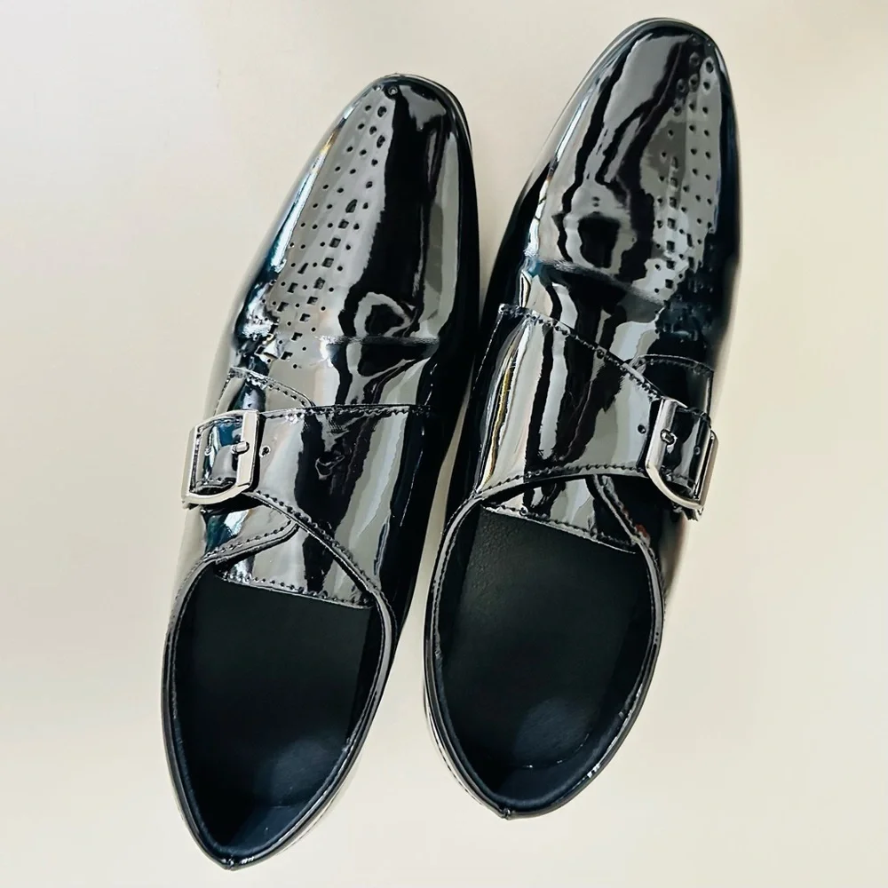 Boys Black Patent Dress Shoes Size 13C Kids Monk Strap Formal Church Wedding